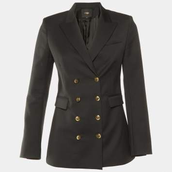 Pre Owned Maje Black Wool Double Breasted Blazer S