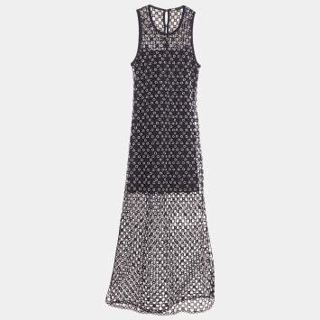Pre Owned Maje Blue Beaded Crochet Maxi Dress S