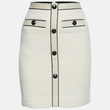 Pre Owned Maje White Tweed Mini Skirt XS