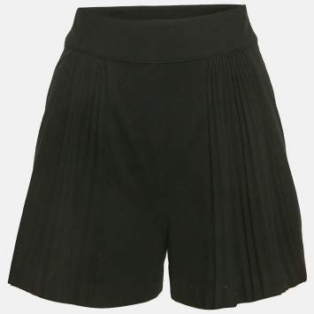 Pre Owned Maje Black Wool Blend Pleated Shorts S