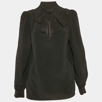 Maje Black Silk Tie-Up Neck Blouse M