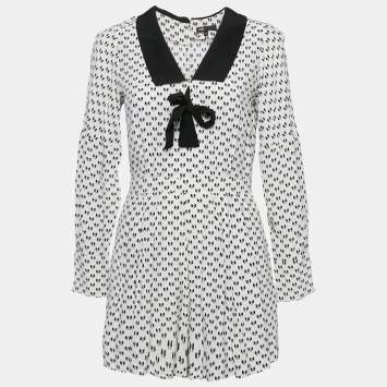 Maje White Istel Print Crepe Tie Neck Jumpsuit S