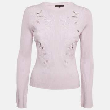 Maje Light Purple Embroidered Knit Mysany Sweater M