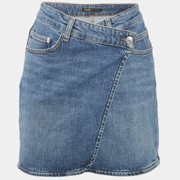 Maje Blue Denim Wrap Skirt S Waist 28"
