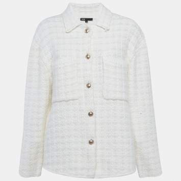 Maje Ivory Tweed Oversized Jacket L