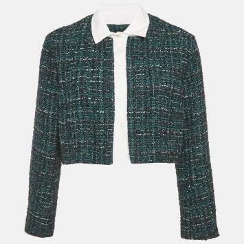 Maje Forest Green Button Front Crop Jacket XL