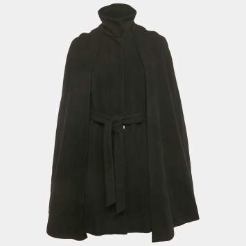 Pre Owned Maje Black Wool Blend Glass Glow Cape Coat S