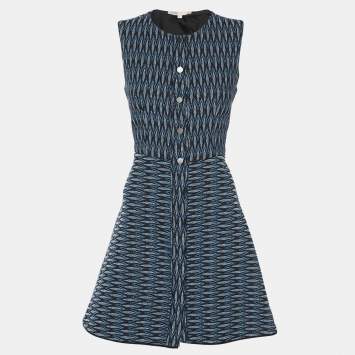 Pre Owned Maje Blue Tweed Sleeveless Mini Dress S