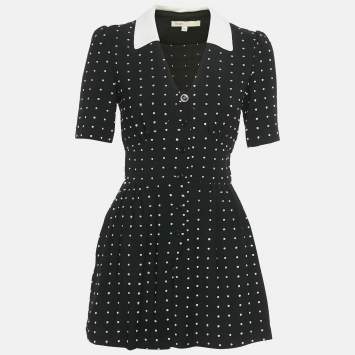 Pre Owned Maje Black Polka Dot Crepe Irandi Playsuit S