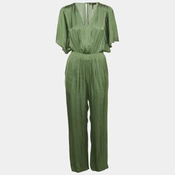Pre Owned Maje Green Satin Fluid Jumpsuit S