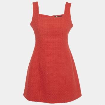 Pre Owned Maje Red Tweed Sleeveless Mini Dress S 