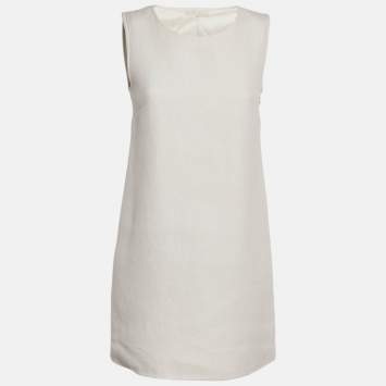 Pre Owned Maje White Metallic Cotton Ryder Shift Mini Dress M 