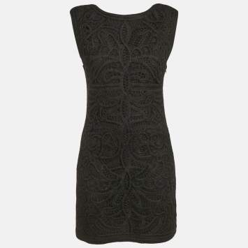 Pre Owned Maje Black Crochet Lace Sleeveless Mini Dress S