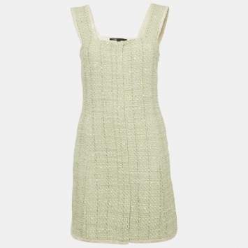 Pre Owned Maje Green Lurex Tweed Sleeveless Mini Dress L