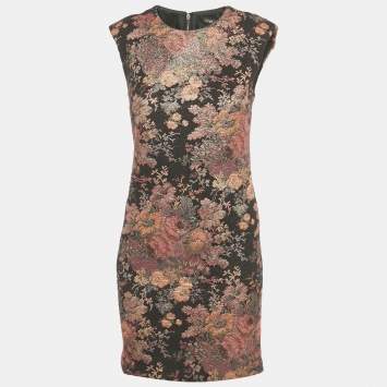 Pre Owned Maje Black Floral Jacquard Mini Dress S