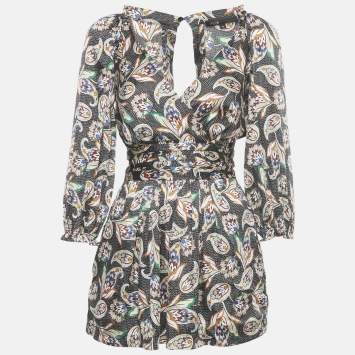 مملوكة مسبقًا جمبسوت ماجي ساتان مطبوع بنمط بيزلي أسود مقاس صغير