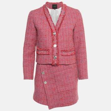 Pre Owned ```json
{"name": "Maje Pink Tweed Blazer & Skirt Set XS/S", "name_ar": "Maje طقم بليزر وتَنُّورة تويد باللون الوردي صغير جداً/صغير"}
```