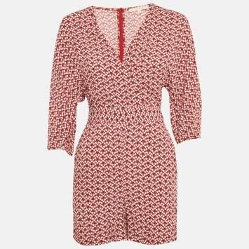 مملوكة مسبقًا جمبسوت ماجي كريب مطبوع بالورود الأحمر مقاس صغير