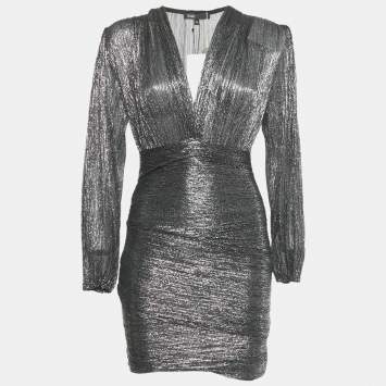 Pre Owned Maje Black Metallic Unny Mini Dress S 