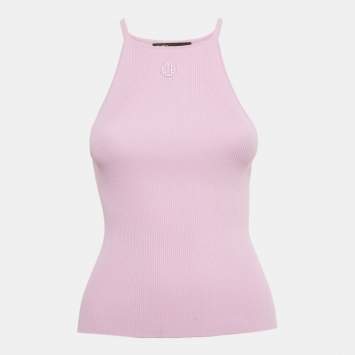 Pre Owned توب ماج بارما فيوليت بتطريز شعار بحياكة مضلعة مقاس صغير - سمول