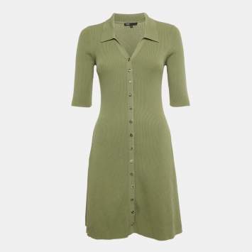 Pre Owned Maje Green Knit Mini Dress M