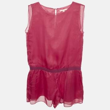 مملوكة مسبقًا Maje Pink Silk Playsuit S