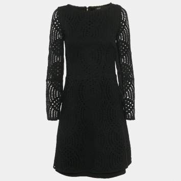 Pre Owned Maje Black Cutwork Lace Mini Dress M