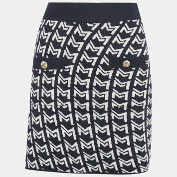 مملوكة مسبقًا Maje Blue Monogram Jacquard Knit Mini Skirt M