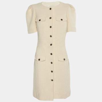 مملوكة مسبقًا Maje Cream Tweed Mini Dress S