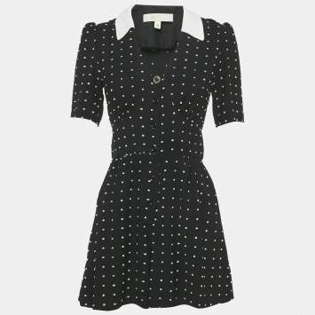 Pre Owned جمبسوت ماجي كريب بلمتيس أسود بياقة مقاس صغير