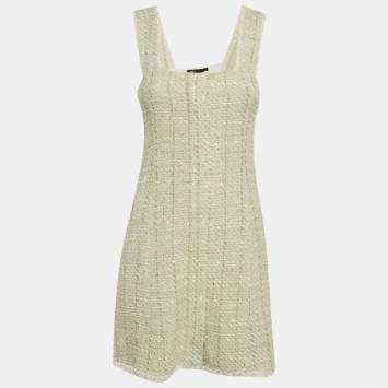مملوكة مسبقًا Maje Green Shiny Tweed Mini Dress M