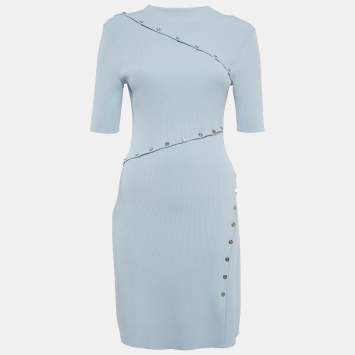 Pre Owned فستان شورت مضلع باللون الأزرق من ماج مقاس متوسط