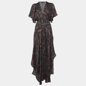 Pre Owned Maje Navy Blue Paisley Print Rachel Maxi Dress M