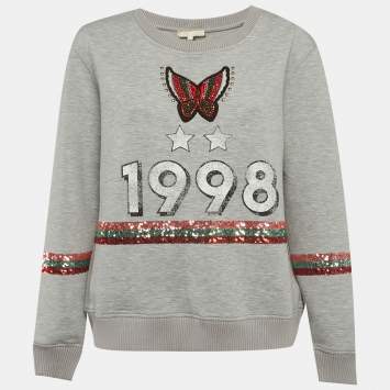 Pre Owned Maje Grey Printed Neoprene Sweatshirt L