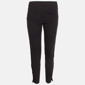 مملوكة مسبقًا Maje Navy Blue Jersey Side Open Trousers S