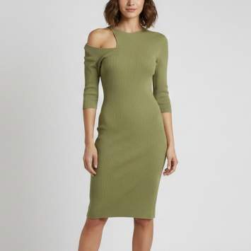 Pre Owned Maje Green Rib Knit Cut-Out Riviana Mini Dress M