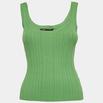 Pre Owned Maje Green Stretch Rib Knit Round Neckline Tank Top S