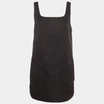 Pre Owned Maje Black Sateen Sleeveless Pinafore Mini Dress S