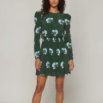 Pre Owned Maje Green Floral Printed Crepe Long Sleeve Playsuit S 