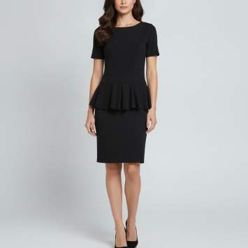 مملوكة مسبقًا Maje Black Jersey Elphege Knee Length Peplum Dress L