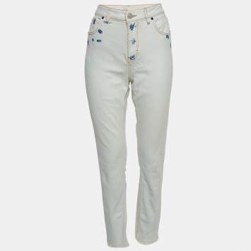 Maje White Denim Raw Edge Detail Jeans S Waist 30''