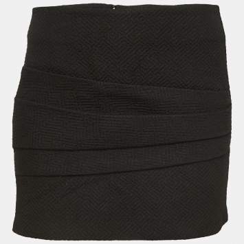 Pre Owned Maje Black Patterned Crepe Mini Skirt XS
