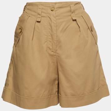 Pre Owned Maje Beige Cotton High Waist Shorts S