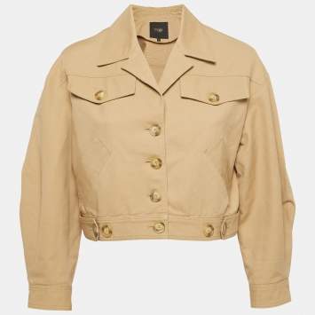 Pre Owned Maje Beige Cotton Buttoned Jacket S