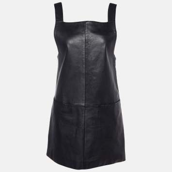 Pre Owned Maje Black Leather Sleeveless Mini Dress S