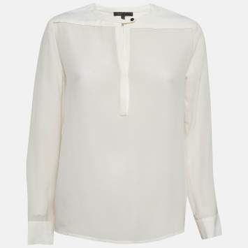 Pre Owned Maje Cream Silk Long Sleeve Blouse S