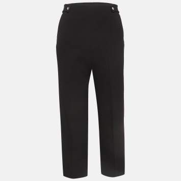 Pre Owned Maje Black Stretch Crepe High Rise Trousers S
