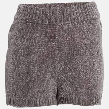 Pre Owned Majorelle Grey Rib Knit Denitza Chenille Shorts L