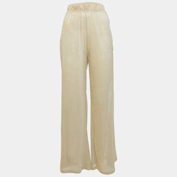 Pre Owned Majorelle Metallic Lurex Knit Sheer Wide-Leg Pants M