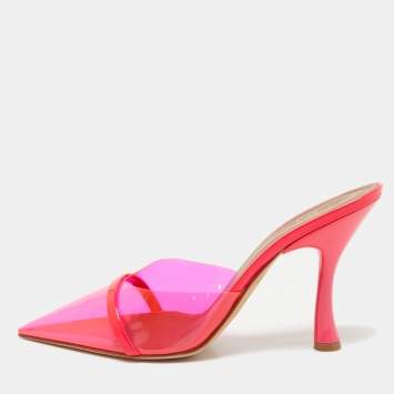 Pre Owned Malone Souliers Hot Pink Patent Leather and PVC  Joella Mules Size 38